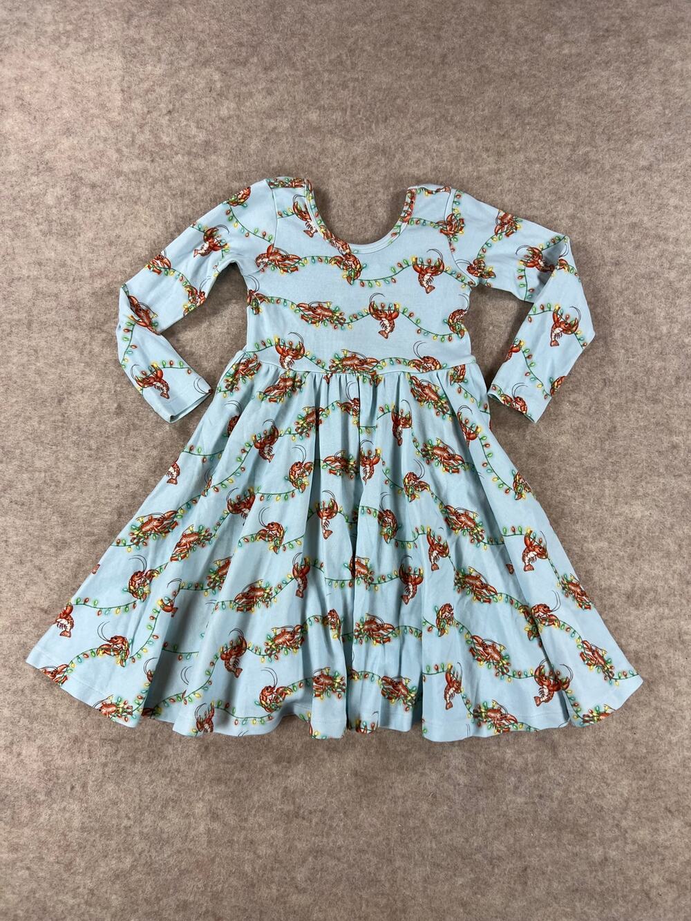 Nola Tawk Christmas Crawfish Lights Dress Girls Size 5